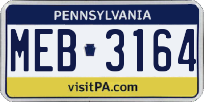 PA license plate MEB3164
