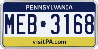 PA license plate MEB3168