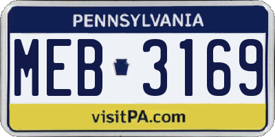 PA license plate MEB3169
