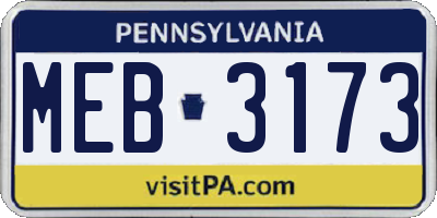 PA license plate MEB3173