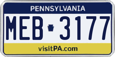 PA license plate MEB3177