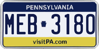 PA license plate MEB3180