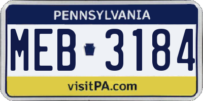 PA license plate MEB3184