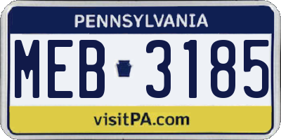 PA license plate MEB3185