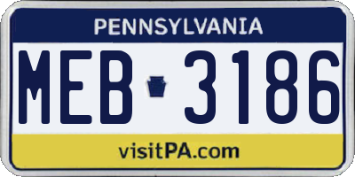 PA license plate MEB3186