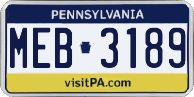 PA license plate MEB3189