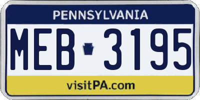 PA license plate MEB3195
