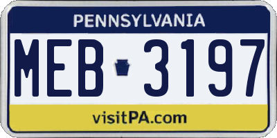PA license plate MEB3197