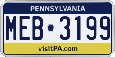 PA license plate MEB3199