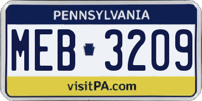 PA license plate MEB3209