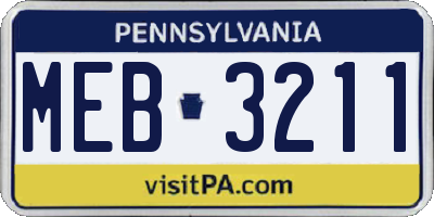 PA license plate MEB3211