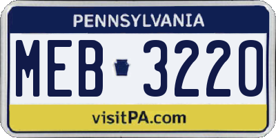 PA license plate MEB3220