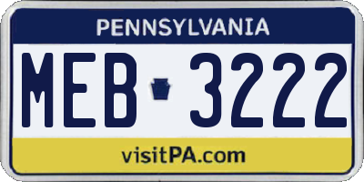 PA license plate MEB3222
