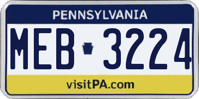 PA license plate MEB3224