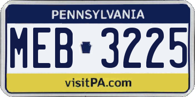 PA license plate MEB3225