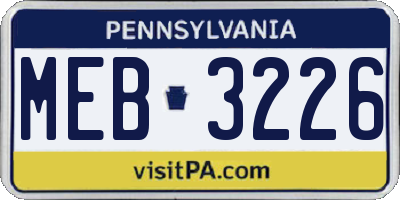PA license plate MEB3226