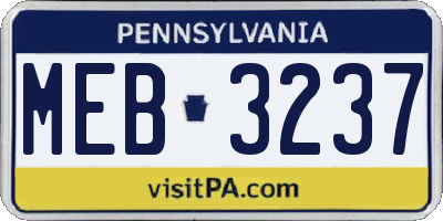 PA license plate MEB3237