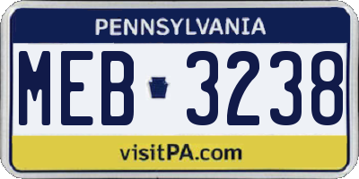 PA license plate MEB3238