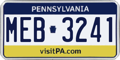PA license plate MEB3241