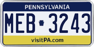 PA license plate MEB3243