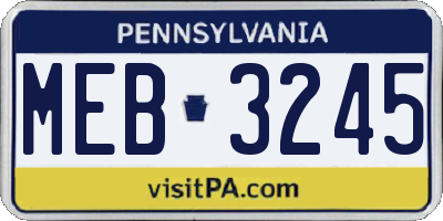PA license plate MEB3245