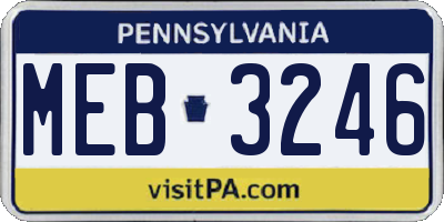 PA license plate MEB3246