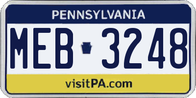 PA license plate MEB3248