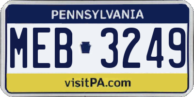 PA license plate MEB3249