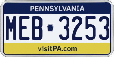 PA license plate MEB3253