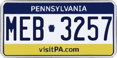 PA license plate MEB3257