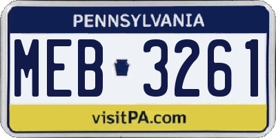 PA license plate MEB3261