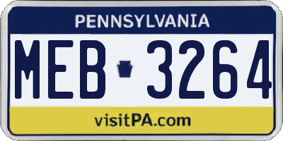 PA license plate MEB3264