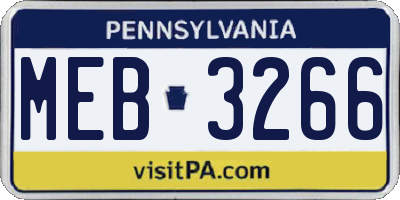 PA license plate MEB3266