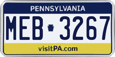 PA license plate MEB3267
