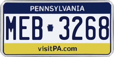 PA license plate MEB3268