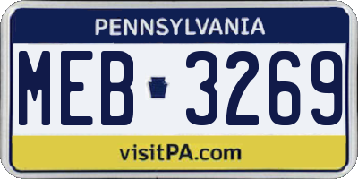 PA license plate MEB3269