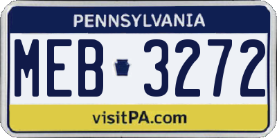 PA license plate MEB3272