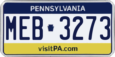 PA license plate MEB3273