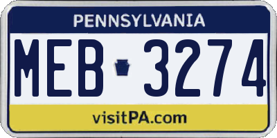 PA license plate MEB3274