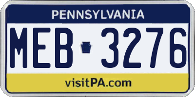 PA license plate MEB3276