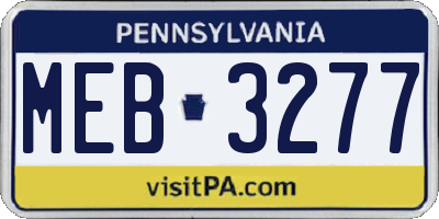 PA license plate MEB3277