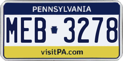PA license plate MEB3278
