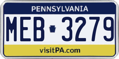PA license plate MEB3279