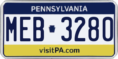 PA license plate MEB3280