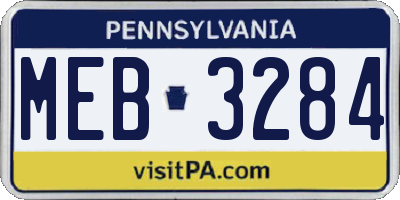 PA license plate MEB3284