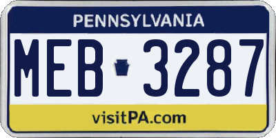PA license plate MEB3287