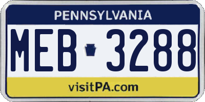 PA license plate MEB3288