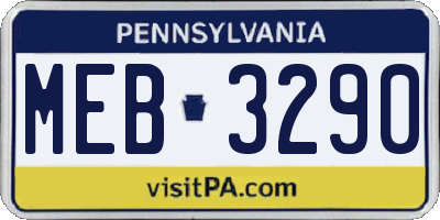 PA license plate MEB3290