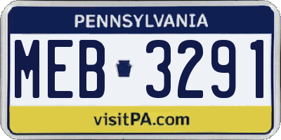 PA license plate MEB3291