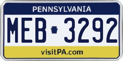 PA license plate MEB3292